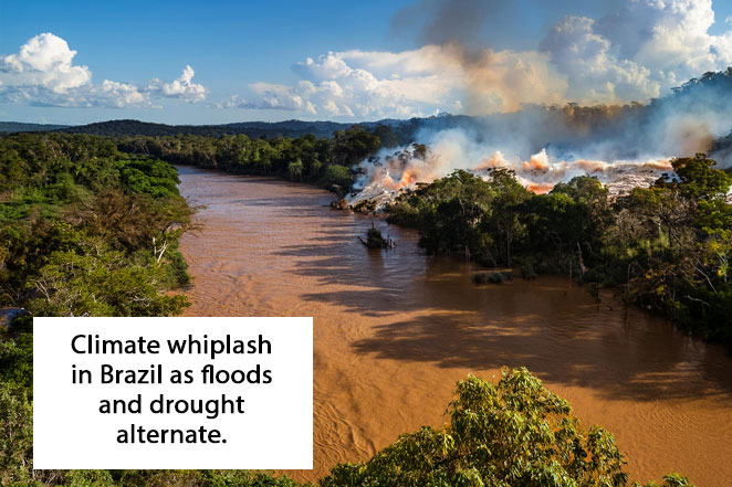 Brazil Climate Whiplash as Amazon region is afflicted by drought, floods and wildfires