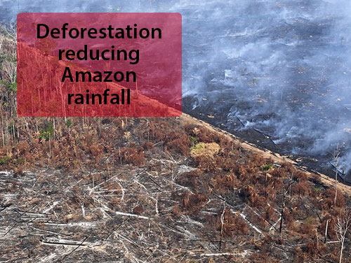 Deforestation Reduces Amazon Rainfall