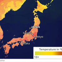 Japan set a new all time heat record for the country with a high of 107F in September, but this is not an aberrant event these days. From June to August, the Japan Meteorological Agency reported temperatures were on average 4.5 F degrees higher than normal, a pattern unequaled in 150 years.