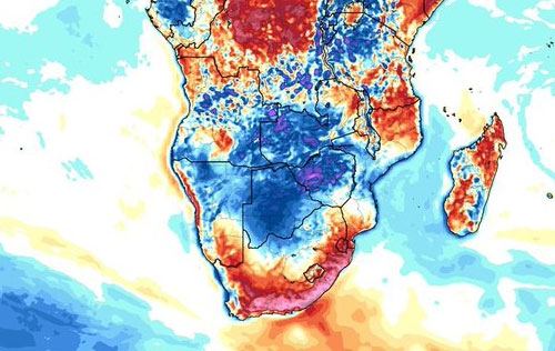 South Africa heat record of 109F