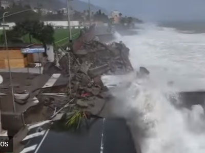 Sicily and Sardina smashed by Cyclone Harry, which brought the biggest wave every recorded in the Mediterranean