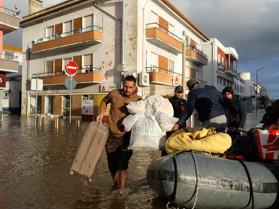 Catastrophic floods Portugal evacuations