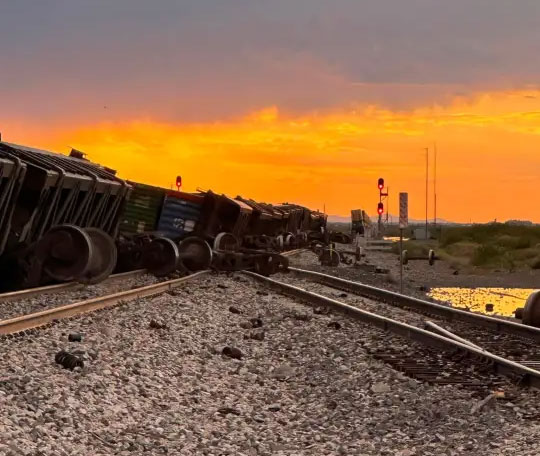 Train derailed by high winds
